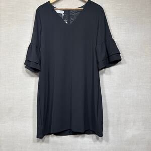 New Belongsci Ruffle‎ Sleeve Dress Large Romantic Noir Chic Timeless Statement